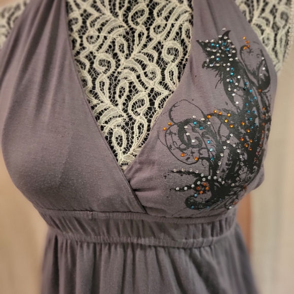 Chic Backless Gray Halter Dress - Picture 2 of 7